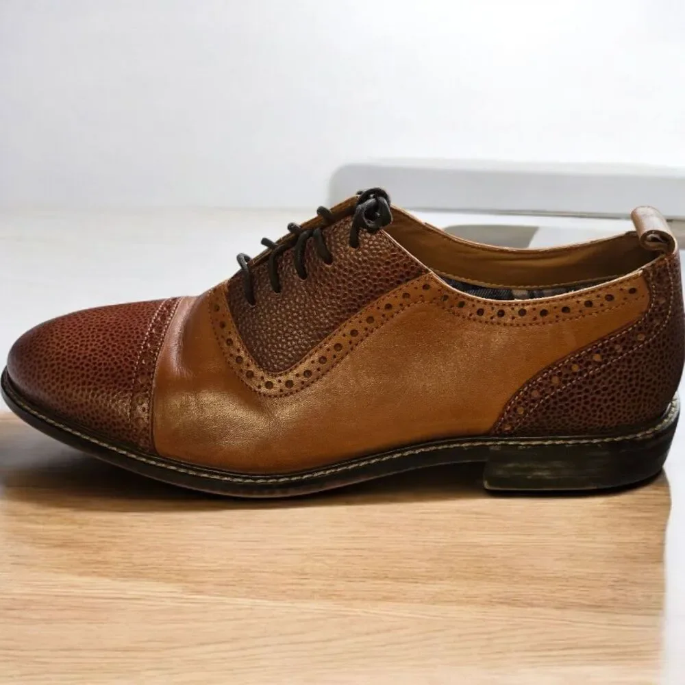 Thomas & Vine Lincoln Wingtip Oxford‎ Cognac Leather 9.5